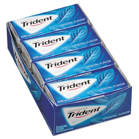 Trident Sugar Free Gum Original Mint 18 Stickspack 12 Packbox