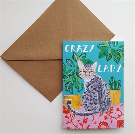 Crazy Cat Lady Greetings Card By Katie Whitton Design