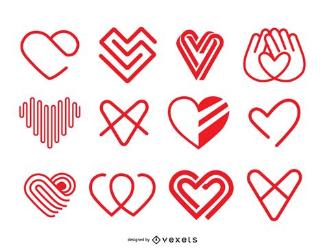 Heart Icon Logo Template Set Vector Download