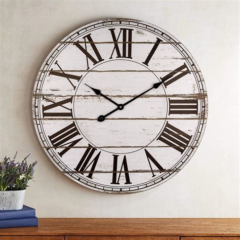 Large Wall Clock 24 Inch Vintage Rustic Decorative Clock With Roman Numerals Silent Non