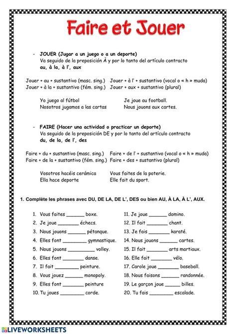 Faire Et Jouer Online Worksheet For Eso You Can Do The Exercises