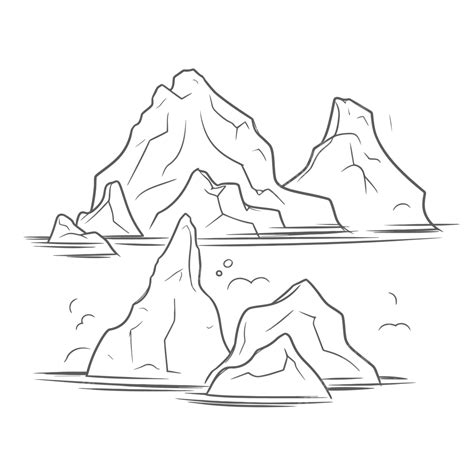 Icy Landscape Isolated Vector Illustration In Black And White Design