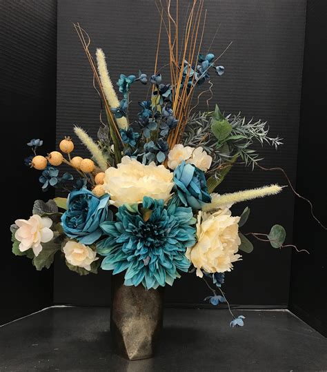 Darius Ultimate Teal Artificial Flowers In Vase Real Touch 10 Stems Teal Silk Artificial
