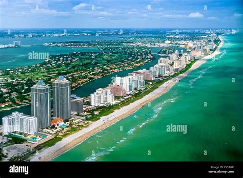 Aerial View Of Miami Beach Bal Harbour Florida Usa Stock Photo