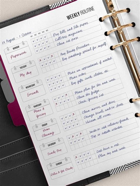 Weekly Routine Printable Checklist Is A Home Management Planner Insert
