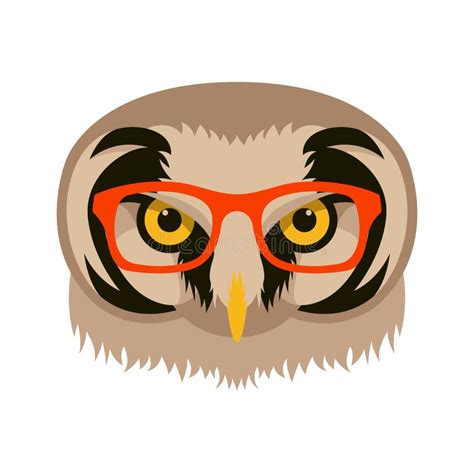 Owl In Glasses Face Vector Illustration Flat Stock Vector