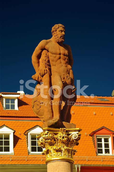 Hercules Statue At Marktplatz Heidelberg Stock Photo Royalty Free