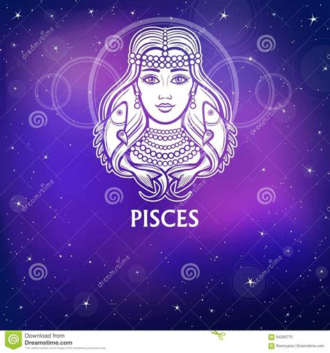 Zodiac Sign Pisces Fantastic Princess Animation Portrait White