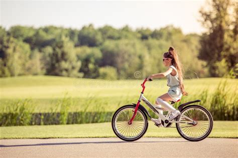 Girl Riding Bike Stock Photo Image Of Bicycle Outside 76580572