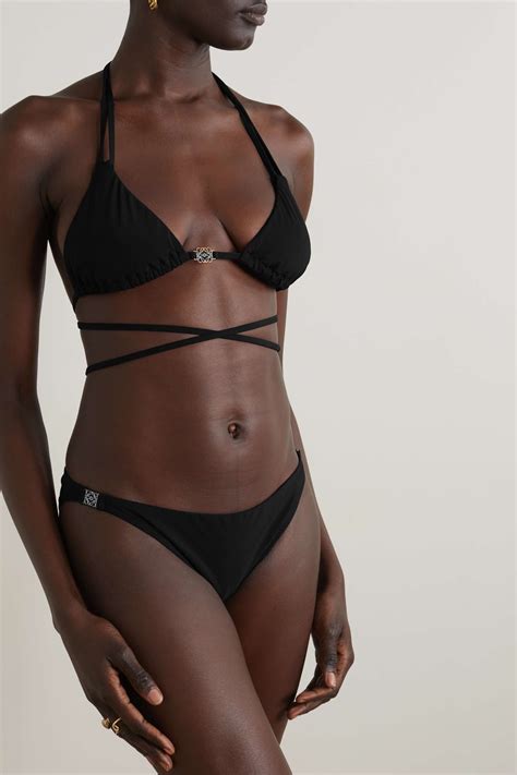 Discounted Offers Halterneck Bikini Solid Set Triangle Triangle Bikini Black Halter Top Neck