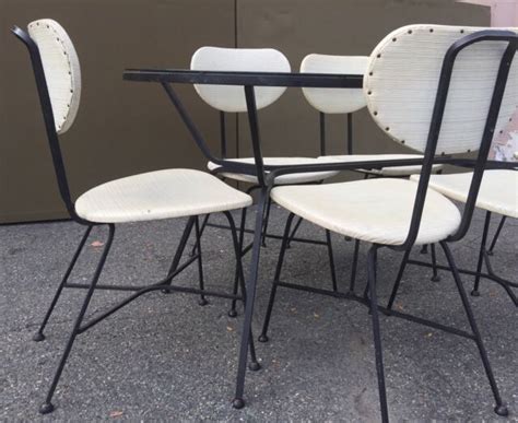 The manufacture of such an aggregate was a creative process. Vintage Salterini Era Wrought Iron Dining Set Glass Patio Mid Century Modern | eBay