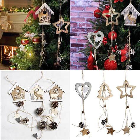 Random Type Diy Christmas Tree Wooden Pendants Ornaments Christmas