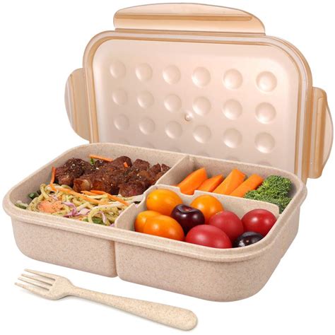 Bento Box For Adults Lunch Containers For Kids 3 Compartment Lunch Box