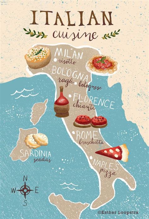 Cuisine Of Italy Map On Behance Italy Map Food Map Illustrated Map