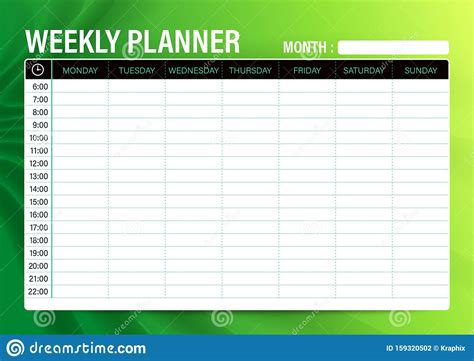 Simple Weekly Schedule Planner Template Stock Vector Illustration Of