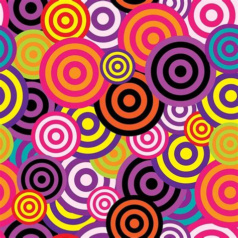 Abstract Circles Background Retro 60s 70s Backdrop Bright