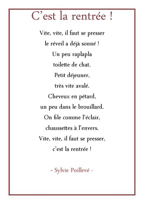 Poeme Cest La Rentree