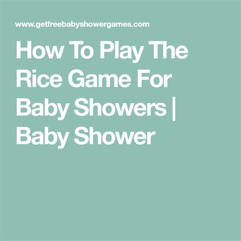 How To Play The Rice Game For Baby Showers Baby Shower Baby Shower