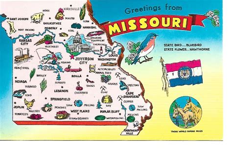 Missouri Postcard Vintage Missouri Map Postcard Unused Etsy