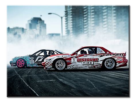 Sport Race Cars Smoky Scene Canvas Wall Art 1 Panel 24 X 18 Inches