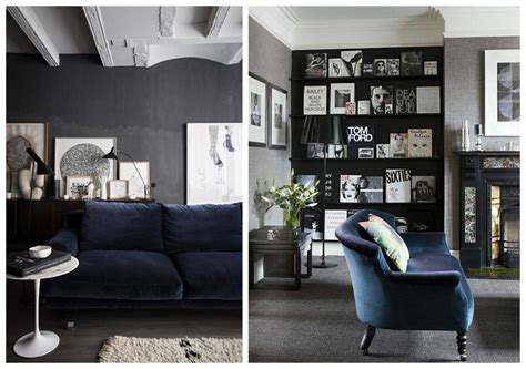 A Perfect Combo Velvet Sofa Dark Walls