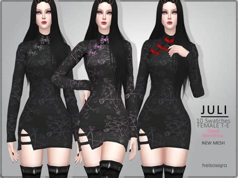 The Sims Resource Juli Goth Mini Dress By Helsoseira • Sims 4 Downloads