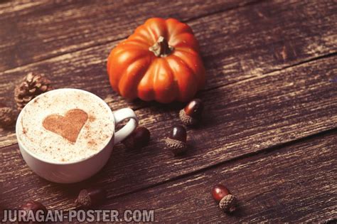A Cup Of Coffee On The Autumn Background Jual Poster Di