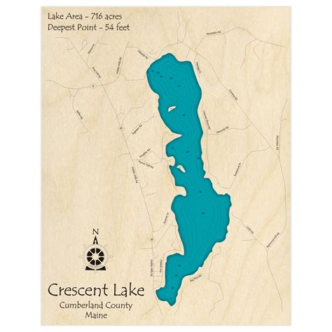 Crescent Lake 3d Custom Wood Map Lake Art Llc