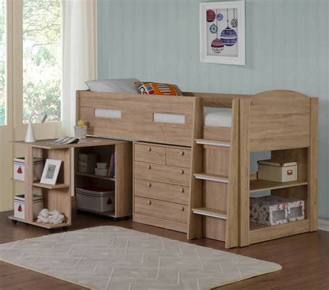 Ideal space saving solution for. Flintshire Furniture Frankie Oak Mid Sleeper Bed with ...