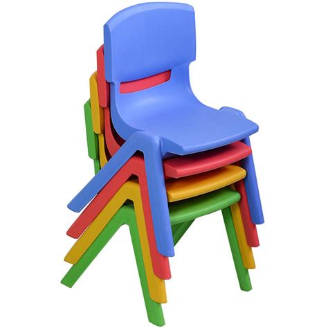 Multicolor Set Of 4 Kids Plastic Stacking School Chairs 11 Height