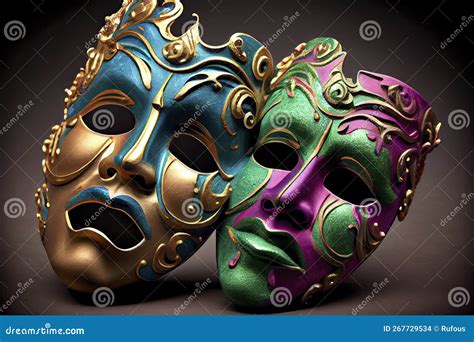 Mardi Gras Comedy Tragedy Masks Stock Illustration Illustration Of