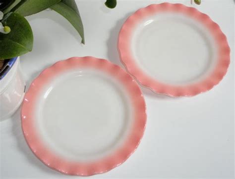 Hazel Atlas Crinoline Plates Set Of Etsy Pink Dishes Plates