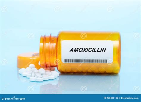Amoxicillin Drug In Prescription Medication Pills Bottle Stock Photo
