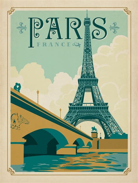 Paris France Eiffel Tower Vintage Travel Poster Travel Posters