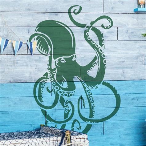 Octopus Stencil Wall Painting Stencil Nautical Stencil Etsy Uk