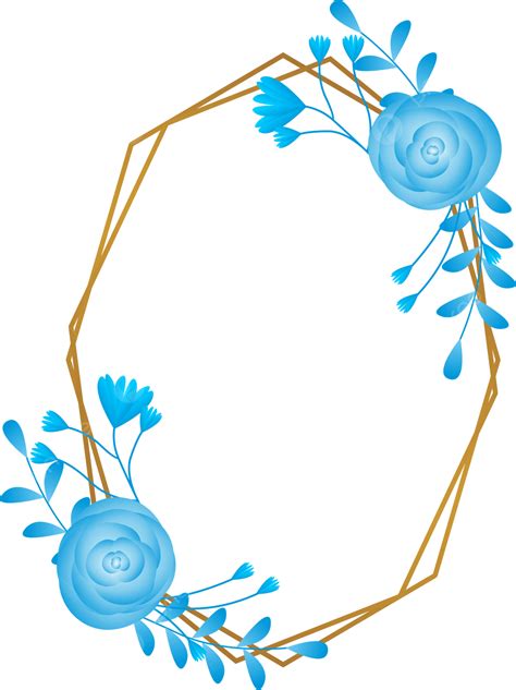 Blue Flowers Border Vector Art Png Blue Flower Vector With Golden