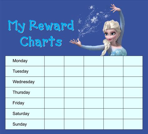 Printable Disney Frozen Reward Chart Girl Behavior Chart Elsa Rewards