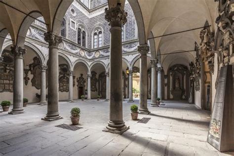The Inner Courtyard Of The Palazzo Medici Riccardi Florence Unesco