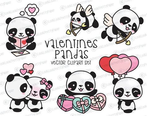 Haut De Gamme Vector Clipart Kawaii Valentines Day Pandas Saint