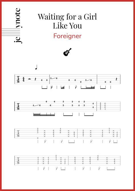 Foreigner Waiting For A Girl Like You Guitarra Tablatura Y Partitura