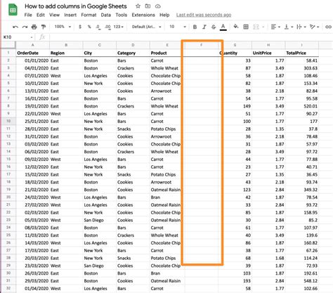 How To Add Columns In Google Sheets