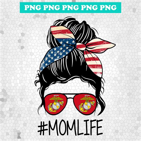 Marine Mom Messy Bun Png Mom Life Png Momlife Bun Hair Png Etsy