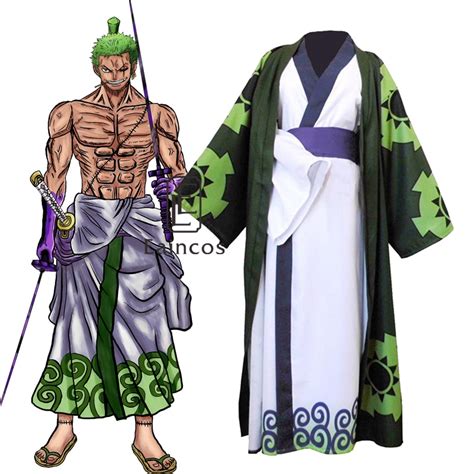 Anime One Piece Roronoa Zoro Cosplay Costume Wano Kuni Country Kimono