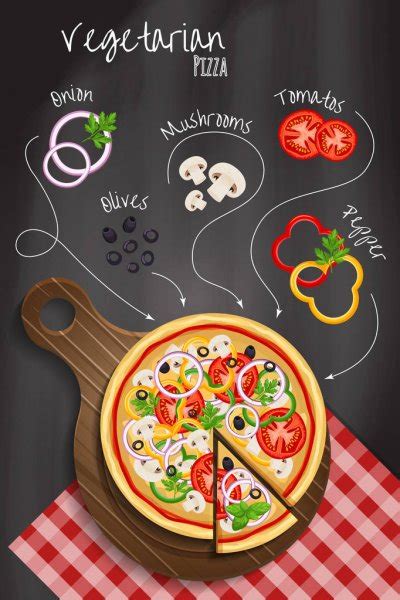 Pizza Meat Feast Chalkboard Background Ingredients Pizza Pepper Ham