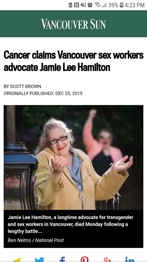 Canadian Transgender And Sex Worker Advocate Jamie Lee Hamilton Passes