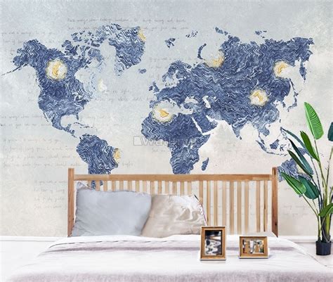 Abstract Blue World Map Wallpaper Mural Wallpaper • Wallmur®