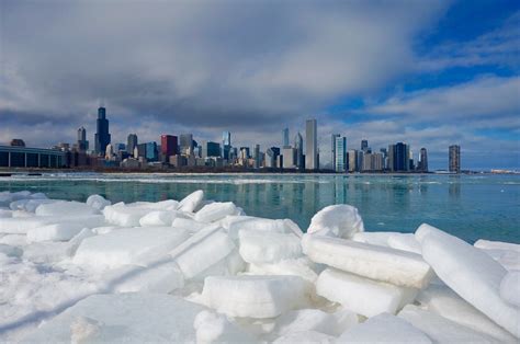 Icy Chicago Skyline The Chicago Skyline With Blocks Of Ice Flickr