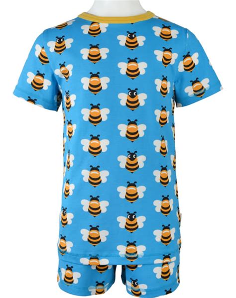 Maxomorra Pyjama Kurz Picnic Bee Blaugelb Gots Kaufen Papitonde