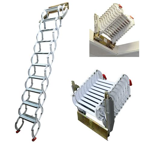 Intsupermai Narrow Wall Mounted Folding Ladder Loft Stair 12 Steps