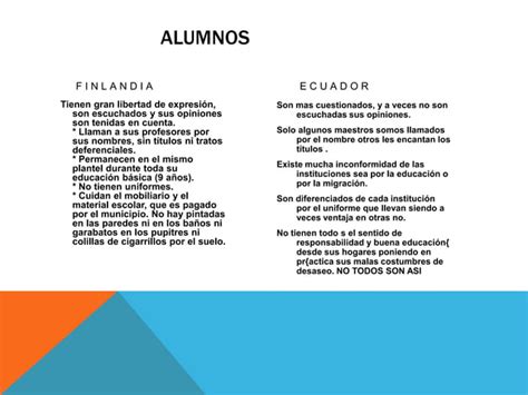 Cuadro Comparativo De La Educacion De Finlandia Con Ecuador